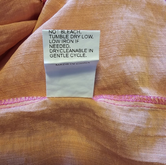 Women's Two Tones Flounce Sleeve Ruched Dress Pink/ Orange Peach - Picture 16 of 16